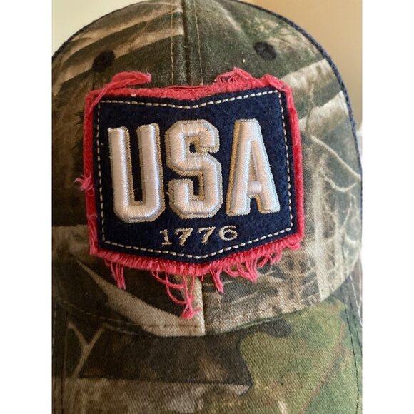 USA Camouflage 1776 Blue Mesh Back Baseball Cap Adjustable - Picture 2 of 6